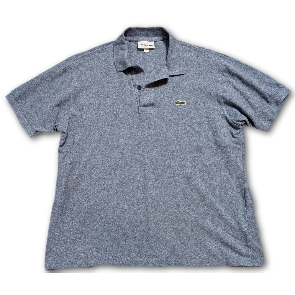 LACOSTE Mens Polo Blue 5 L Pique Heather Breathable Classic Casual Shirt US
